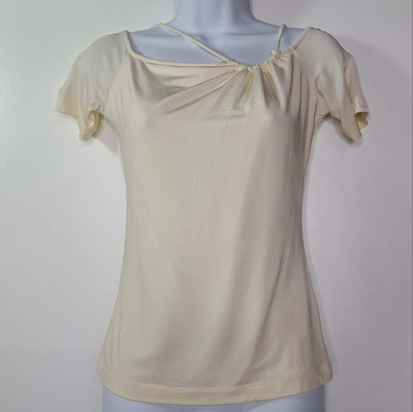 Reiss Cierra Elegant Cream Strappy Off-Shoulder Short Sleeve Top Size Small - Picture 3 of 13